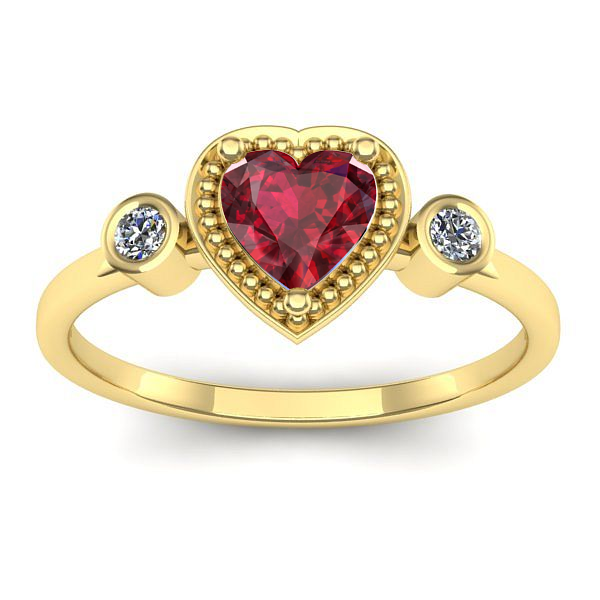Inel logodna cu rubin inima