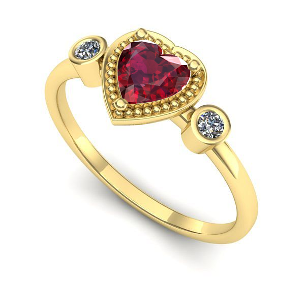 Inel logodna din aur galben cu rubin