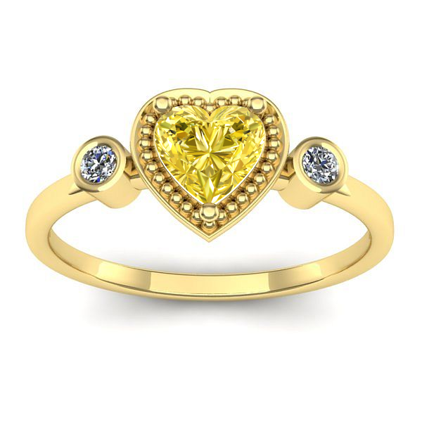 Inel cu safir galben inima