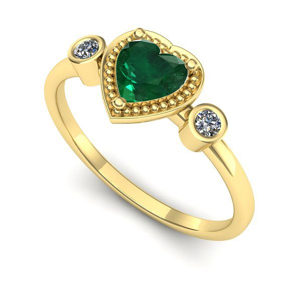 Inel de logodna din aur galben cu smarald
