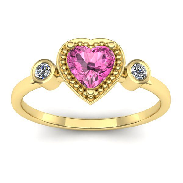 Inel logodna cu safir roz inima