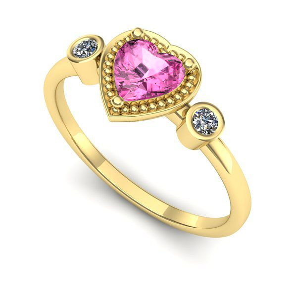 Inel din aur galben cu safir roz