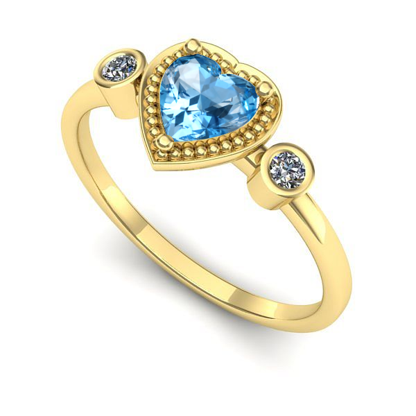 Inel de logodna din aur galben cu topaz blue