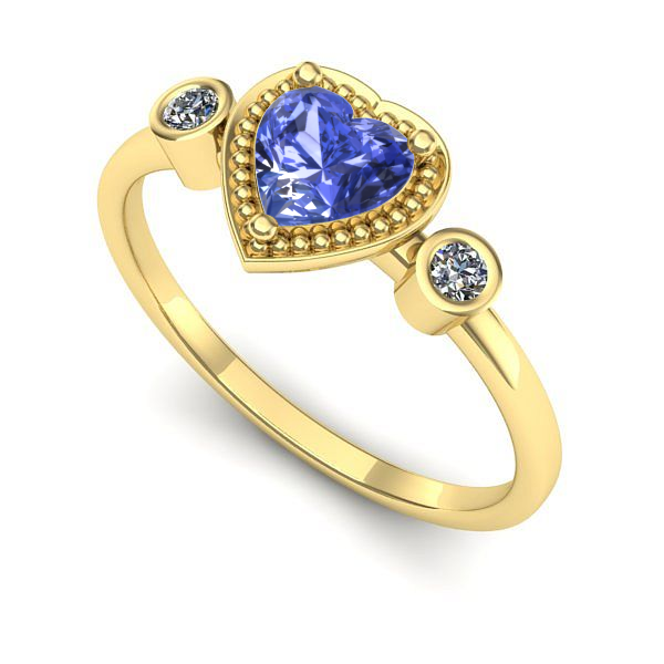 Inel logodna din aur galben cu tanzanit