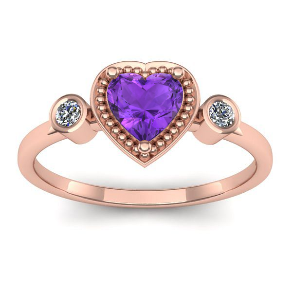 Inel cu ametist inima