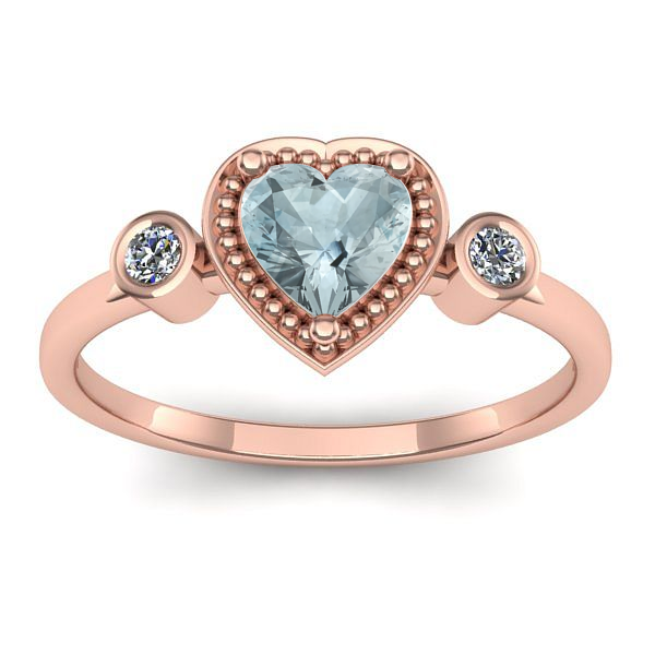 Inel logodna cu aquamarin inima