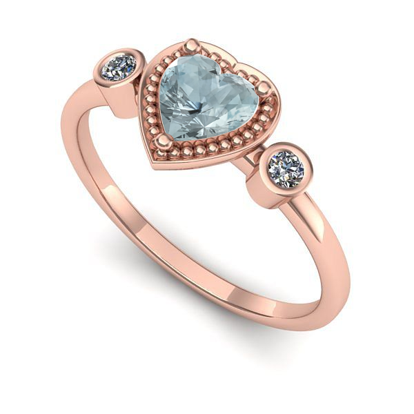 Inel din aur roz cu aquamarin