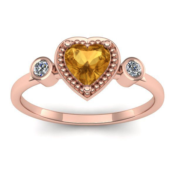 Inel logodna cu citrin inima