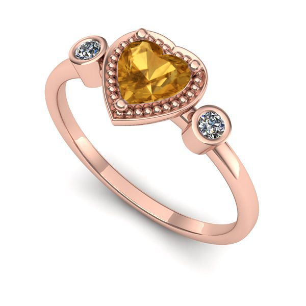 Inel din aur roz cu citrin