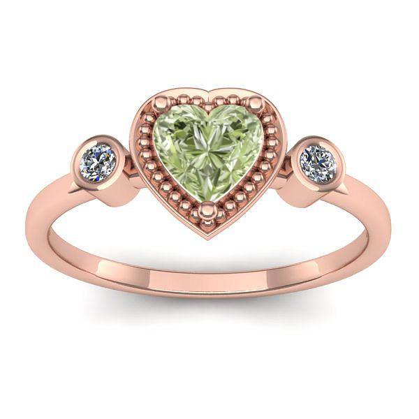 Inel logodna cu diamant de laborator verde inima