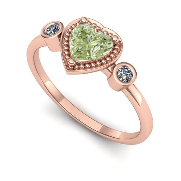 Inel logodna din aur roz cu diamant de laborator verde