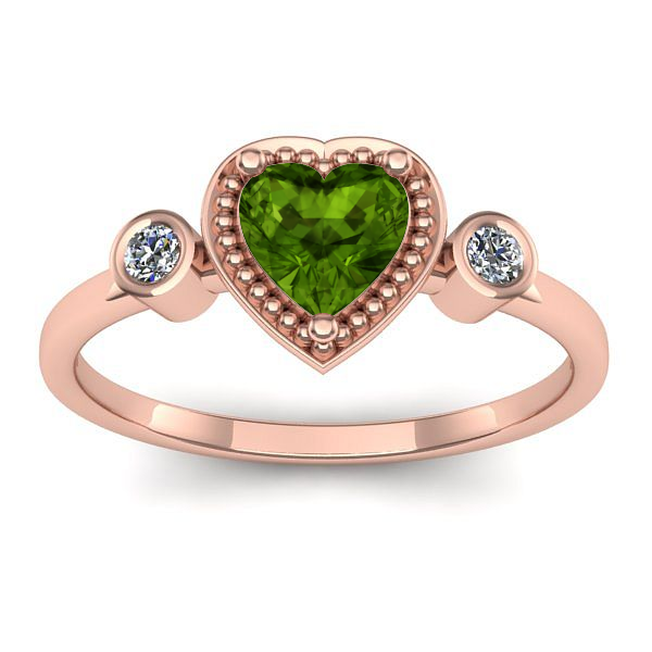 Inel logodna cu peridot inima