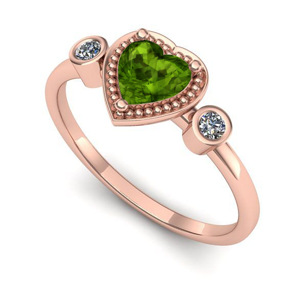 Inel de logodna din aur roz cu peridot