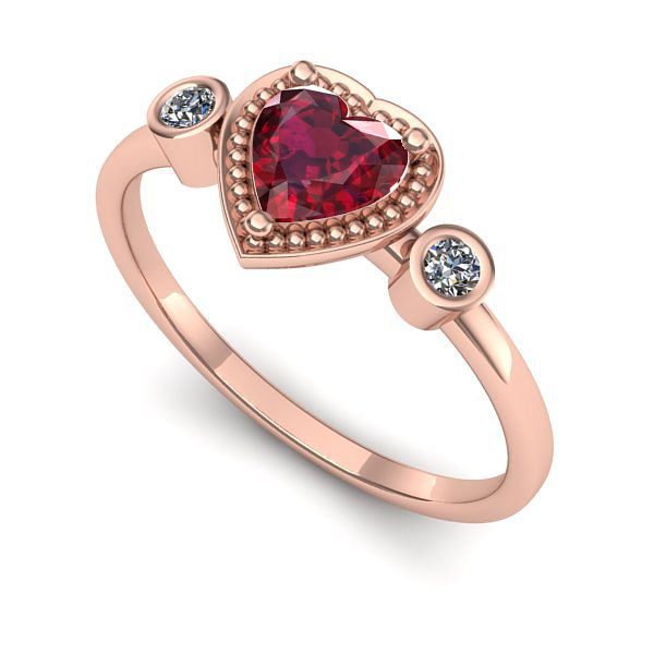 Inel din aur roz cu rubin