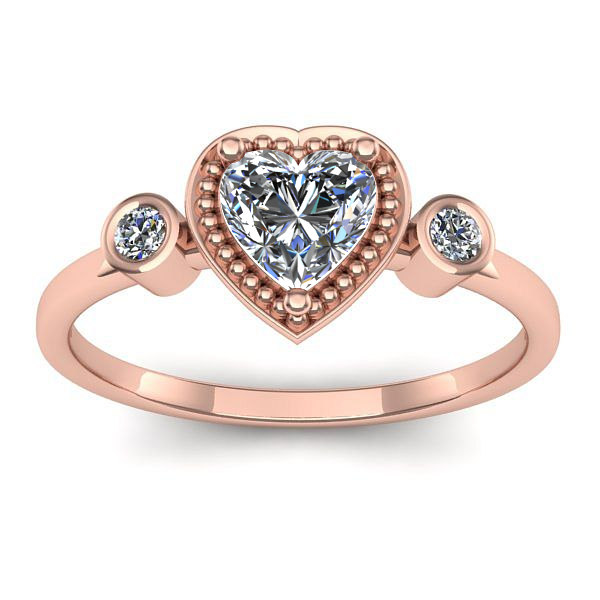 Inel cu diamant de laborator inima