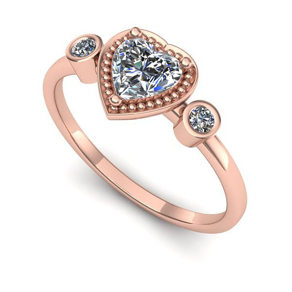 Inel logodna din aur roz cu safir alb