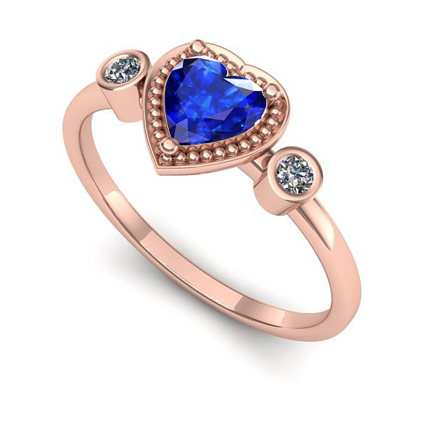Inel logodna din aur roz cu safir