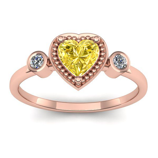 Inel logodna cu safir galben inima