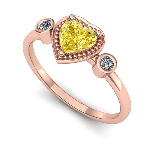 Inel din aur roz cu safir galben