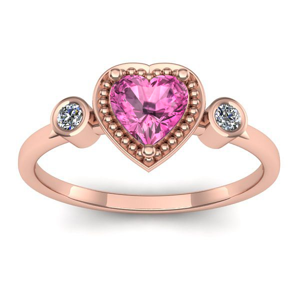 Inel cu safir roz inima