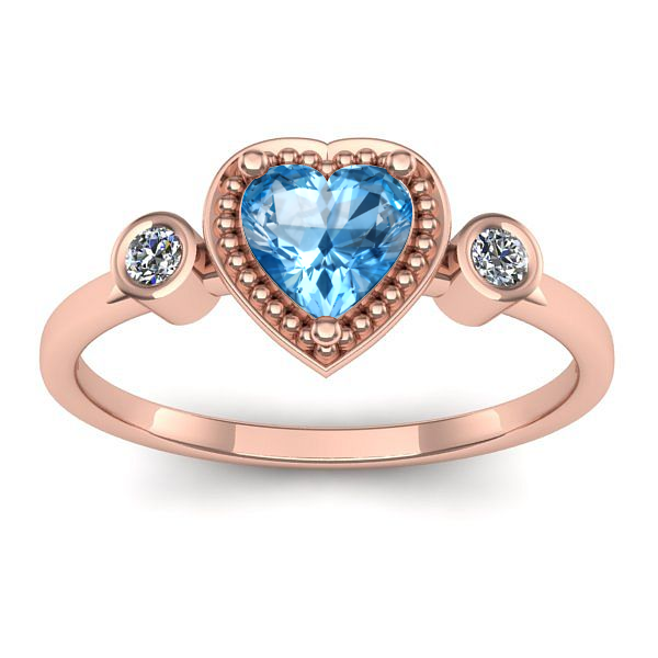 Inel de logodna cu topaz blue inima
