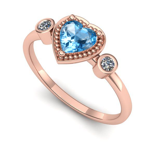 Inel logodna din aur roz cu topaz blue