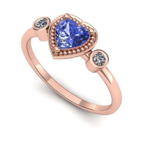 Inel din aur roz cu tanzanit