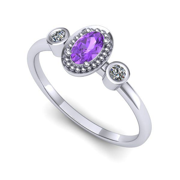 Inel logodna din aur alb cu ametist