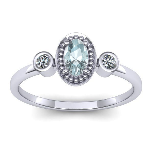 Inel de logodna cu aquamarin oval
