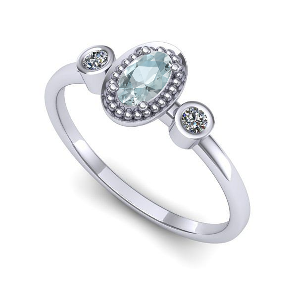 Inel de logodna din aur alb cu aquamarin