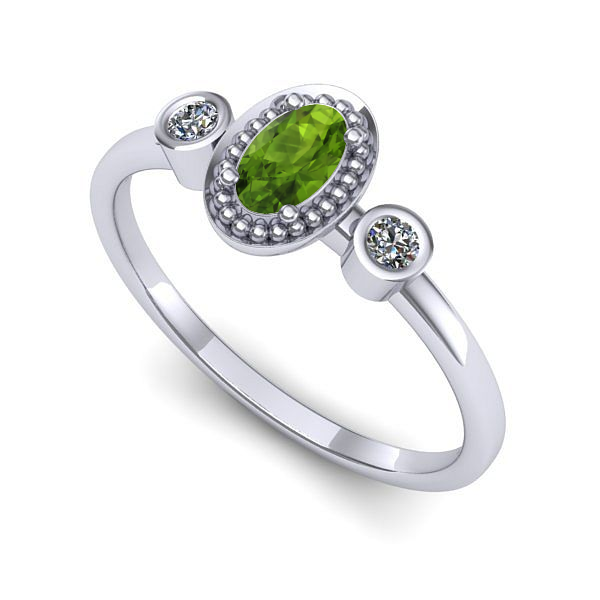 Inel de logodna din aur alb cu peridot