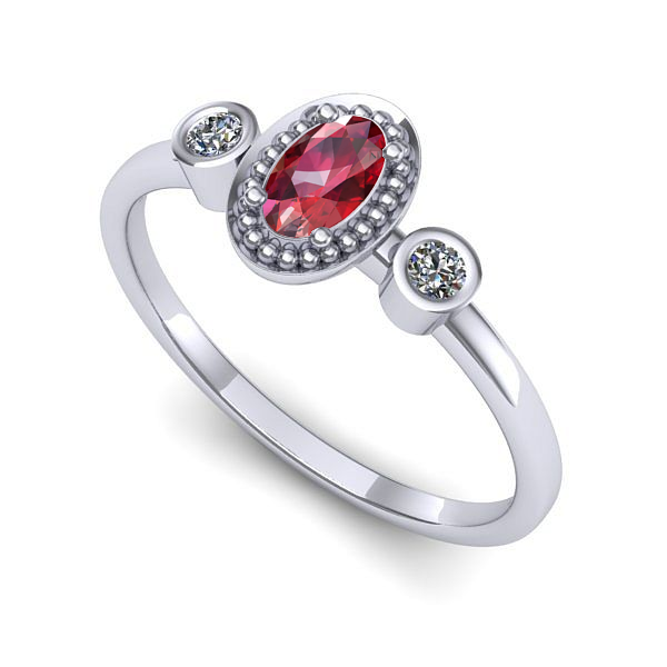Inel de logodna din aur alb cu rubin
