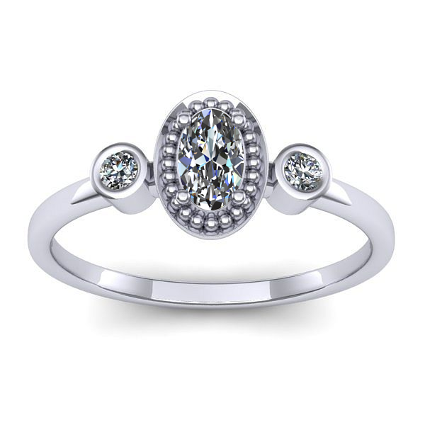 Inel cu safir alb oval