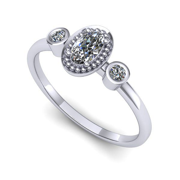 Inel de logodna din aur alb cu safir alb