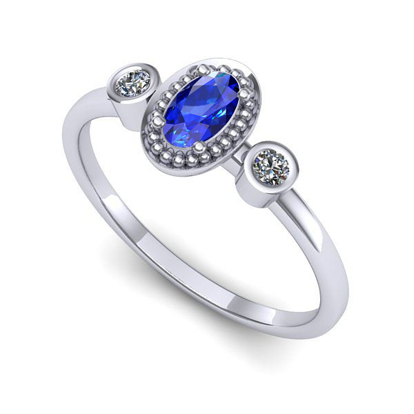 Inel din aur alb cu safir