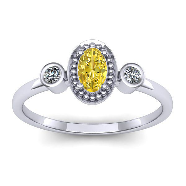 Inel logodna cu safir galben oval