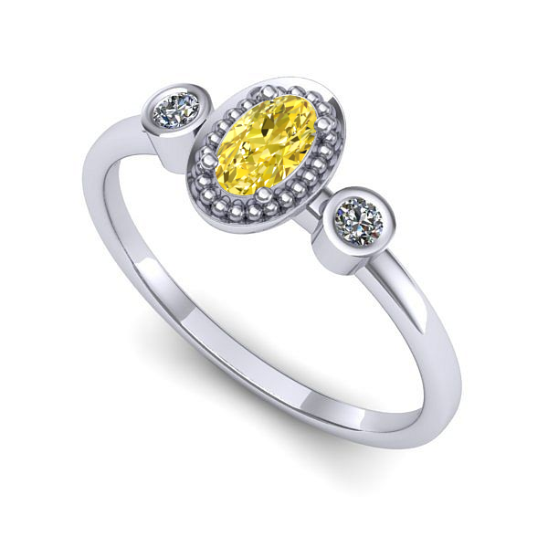 Inel de logodna din aur alb cu safir galben