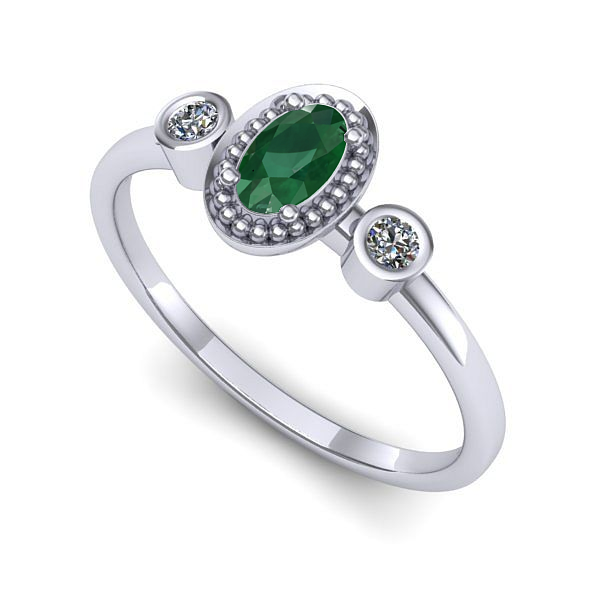 Inel din aur alb cu smarald