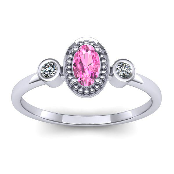Inel cu safir roz oval