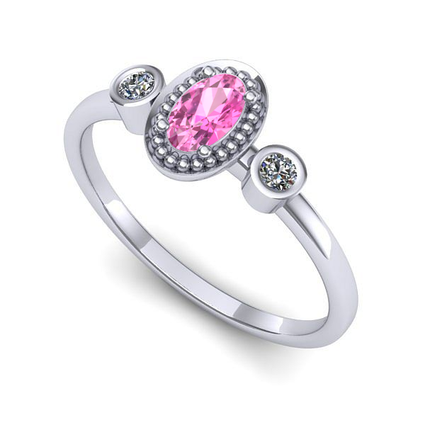 Inel logodna din aur alb cu safir roz