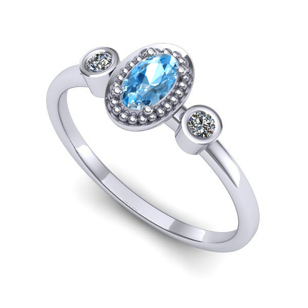 Inel logodna din aur alb cu topaz blue