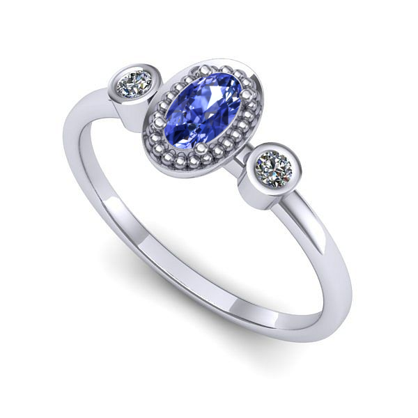 Inel din aur alb cu tanzanit