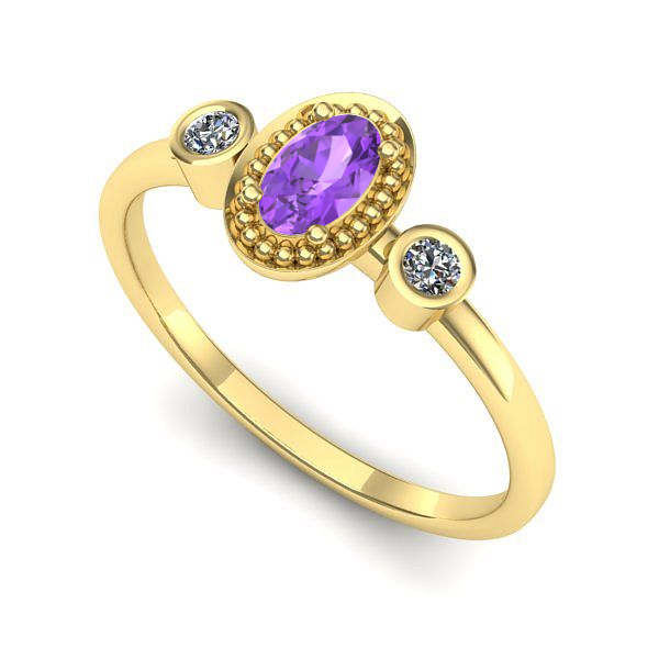 Inel din aur galben cu ametist