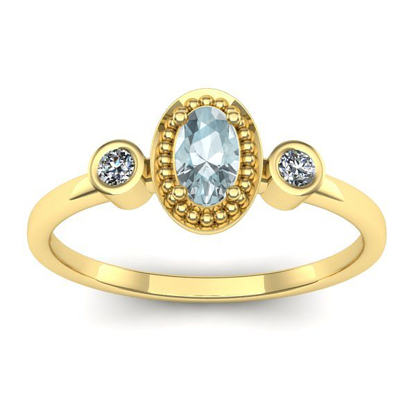 Inel de logodna cu aquamarin oval