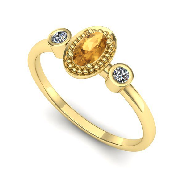 Inel din aur galben cu citrin