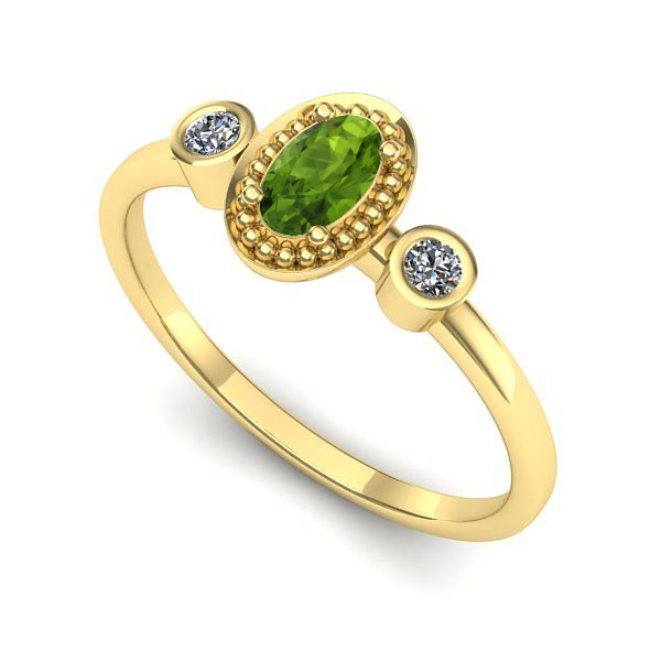 Inel logodna din aur galben cu peridot