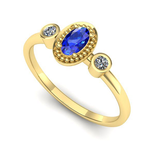 Inel din aur galben cu safir