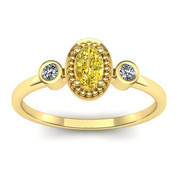 Inel logodna cu safir galben oval