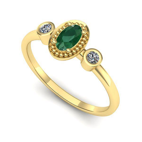 Inel logodna din aur galben cu smarald