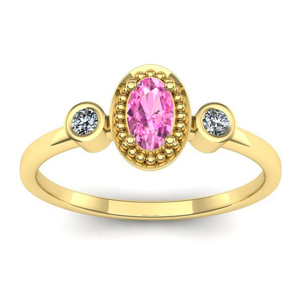 Inel logodna cu safir roz oval